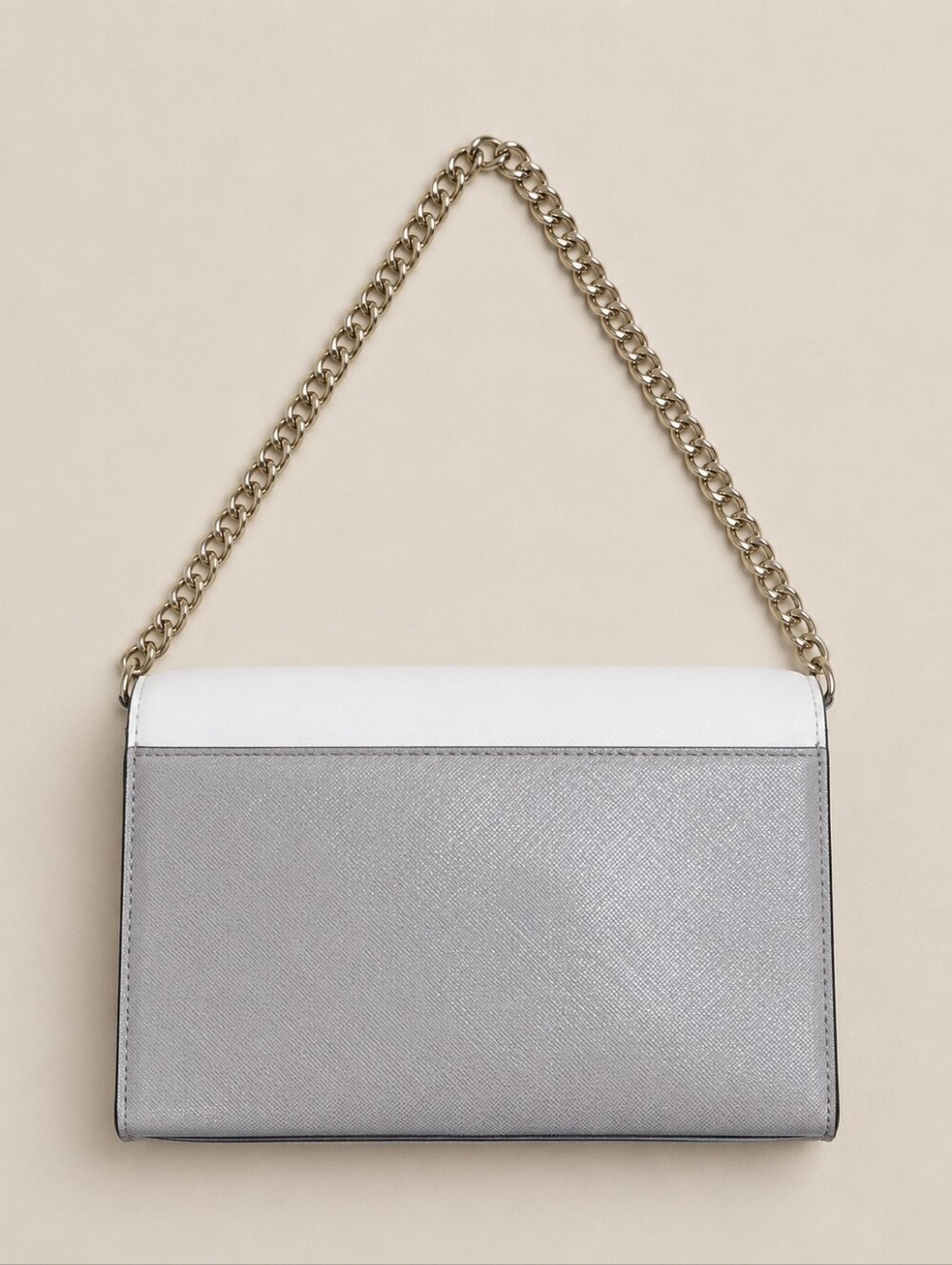 Kate Spade Carson Shoulder Bag Colorblock White Grey Saffiano Leather Minimalist - Picture 2 of 15
